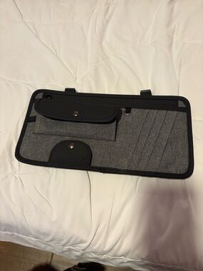 Gray and Black Car Visor Organizer with Pockets